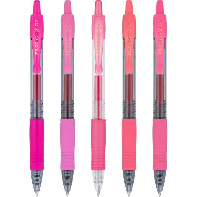 Alt view image 3 of 6 - Pilot G2 Retractable Gel Pens, Pink Premium, 0.7mm Fine Point, Assorted Colors, 5 Count