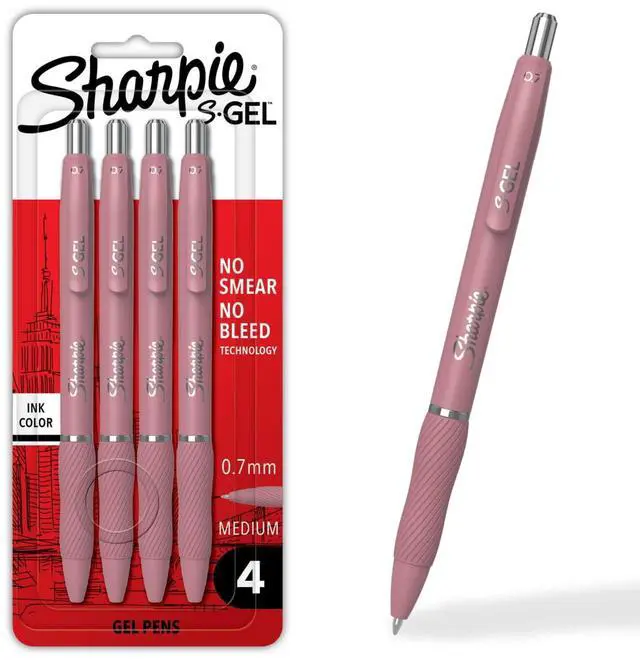 Main image of Sharpie S-Gel Pens, Medium Point, Bold Blush, Black Ink, 4 Count