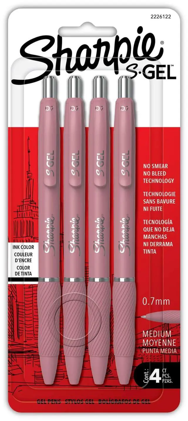 Alt view image 5 of 6 - Sharpie S-Gel Pens, Medium Point, Bold Blush, Black Ink, 4 Count