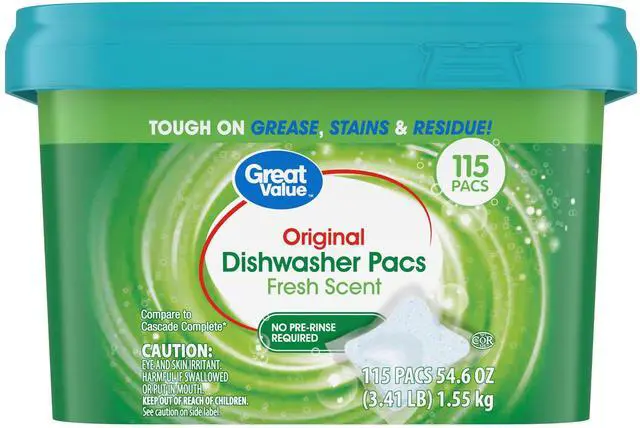 Main image of Great Value Original Dishwasher Pacs, Fresh Scent, 115 Count