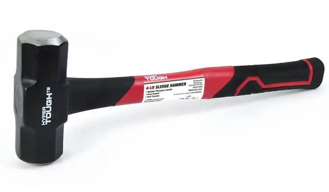Alt view image 5 of 6 - Hyper Tough 4 lb Small Sledge Hammer, Double Injected Fiberglass Handle with Comfort Grip