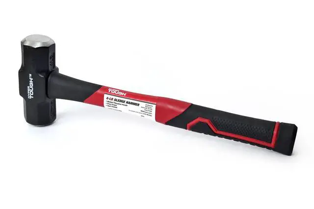 Alt view image 4 of 6 - Hyper Tough 4 lb Small Sledge Hammer, Double Injected Fiberglass Handle with Comfort Grip