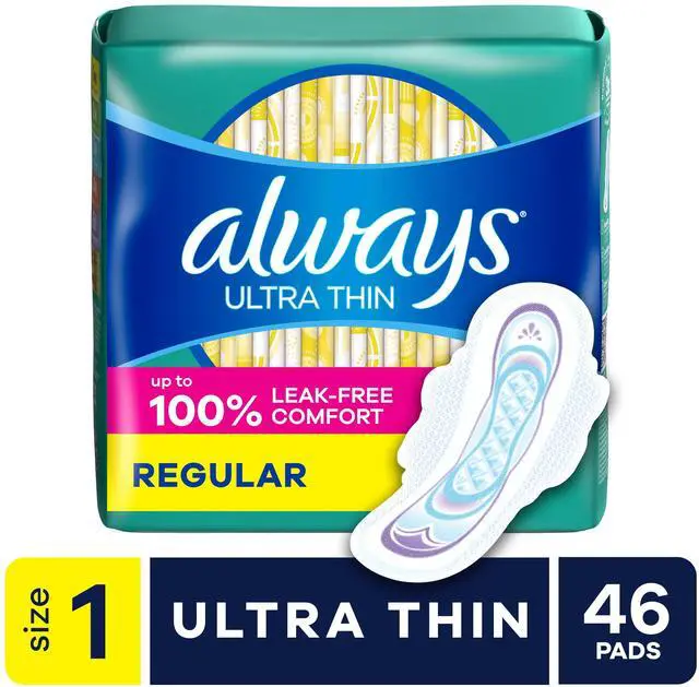 Main image of Always Ultra Thin Pads with Wings, Size 1, Regular, 46 Count