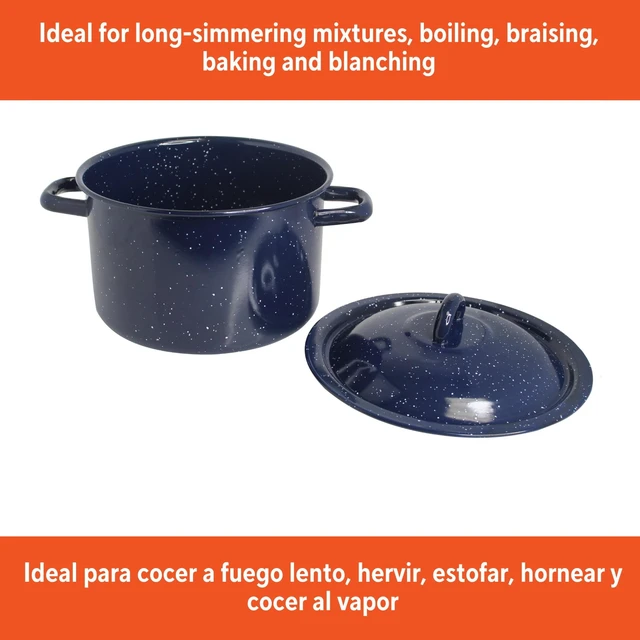 Alt view image 5 of 6 - IMUSA 6.0qt Enamel Stock Pot, Blue