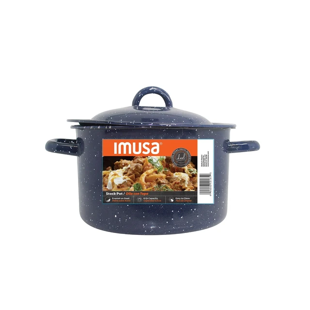 Alt view image 3 of 6 - IMUSA 6.0qt Enamel Stock Pot, Blue
