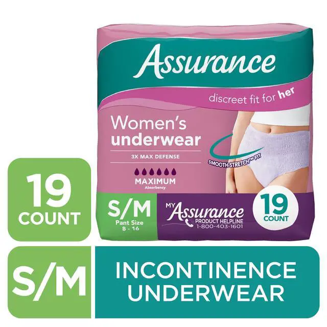 Main image of Assurance Women's Incontinence and Postpartum Underwear, S/M, Maximum Absorbency, 19 Count