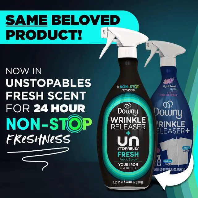 Alt view image 7 of 7 - Downy Wrinkle Releaser and Refresher Fabric Spray, Unstopables Fresh, 33.8 fl oz