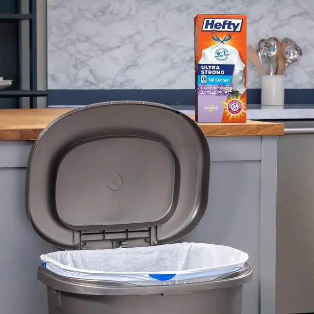 Alt view image 7 of 7 - Hefty Ultra Strong 13 Gallon Trash Bags, Tall Kitchen Trash Bags, White, Lavender and Sweet Vanilla Scent, 40 Bags