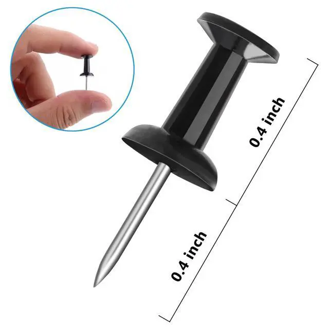 Alt view image 3 of 14 - Push Pins 100-count Black Thumb Tacks Standard Dark Pushpins Steel Point and Plastic Head