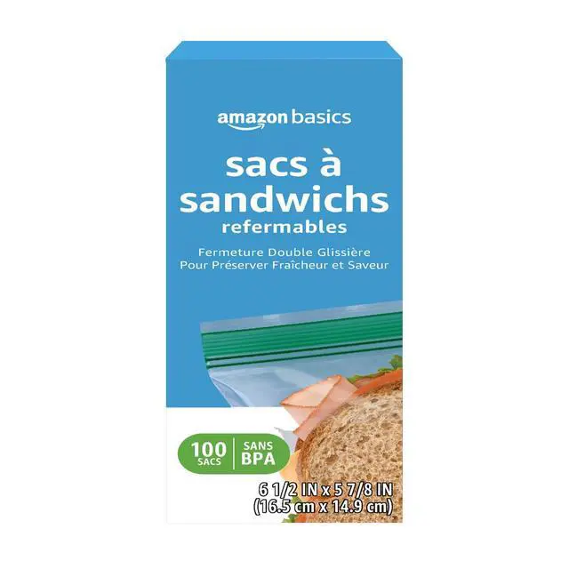Alt view image 2 of 4 - Amazon Basics Reclosable Double Zipper Sandwich Storage Bags for Food Storage, BPA Free, 100 Count