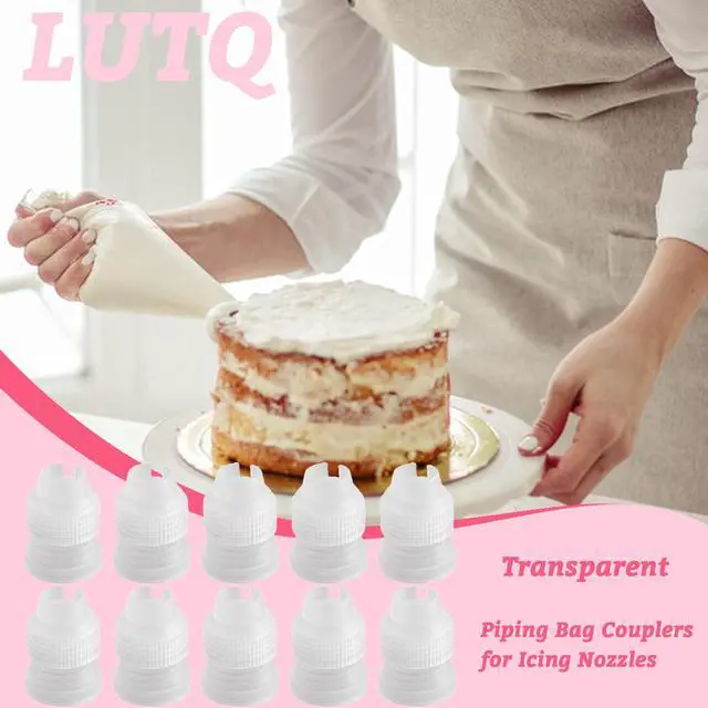Alt view image 7 of 7 - 10 Pack Piping Bag Couplers for Icing Nozzles, Small Couplers for Piping Bags, Transparent