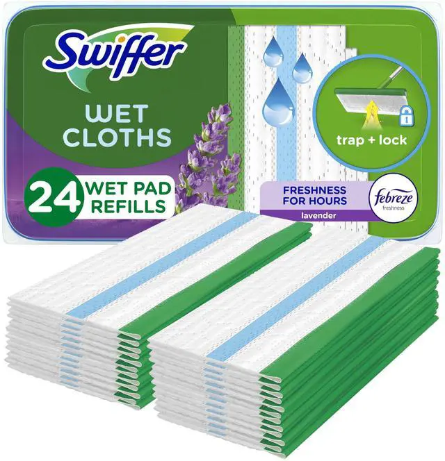 Main image of Swiffer Sweep + Mop, Wet Pads Refill, Floor Cleaner for Dirt, Dust, Hair, Cleaning Cloths for Mopping Home, Bathroom, Kitchen, All Purpose Multi-Surface Floor Wipes, Lavender, 24ct