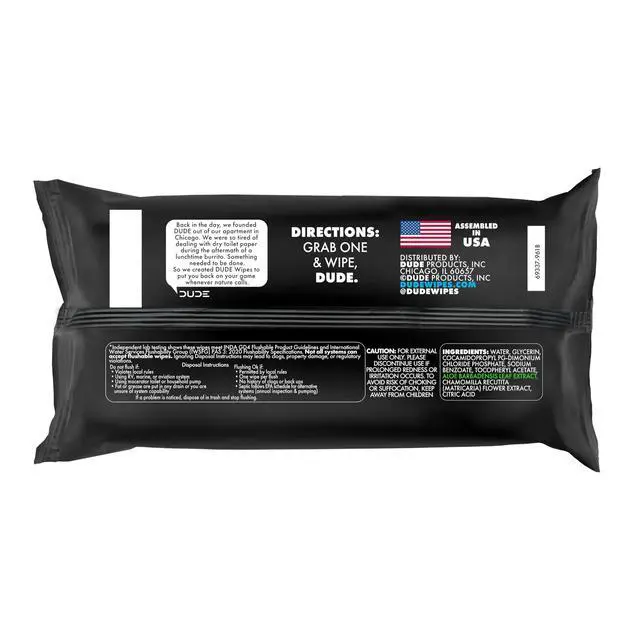 Alt view image 7 of 7 - DUDE Wipes Unscented Adult Flushable Wet Wipes, Sensitive Skin, 48 Count