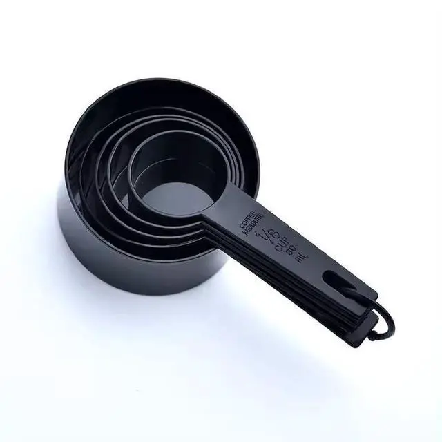 Alt view image 2 of 6 - Ovenza Measuring Cups and Spoons Set, 10 Piece BPA-Free Plastic Kitchen Measuring Set, 5 Cups & 5 Spoons, Dishwasher Safe, Nesting Design for Baking and Cooking Black