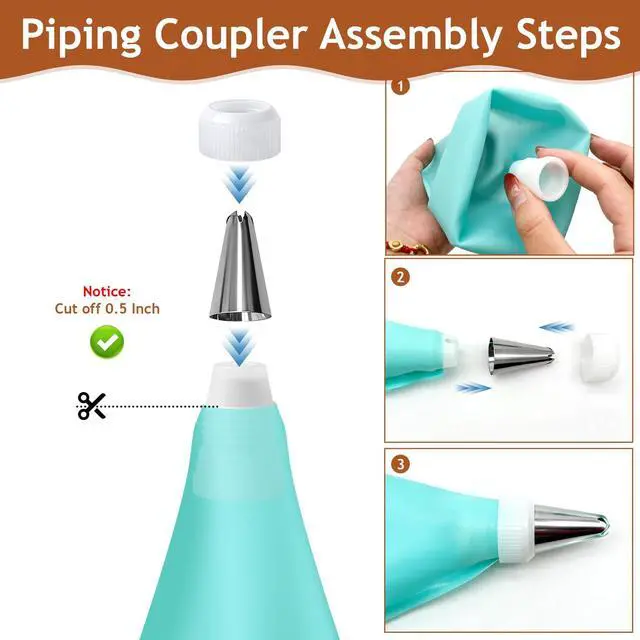 Alt view image 6 of 7 - 12 Pack Piping Bag Couplers, Standard Plastic Couplers for Piping Tips and Icing Nozzles