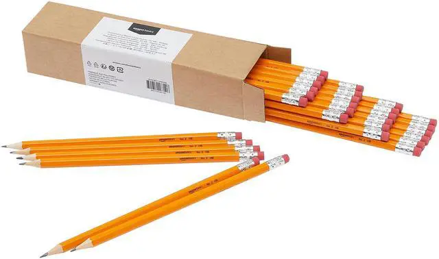 Main image of Amazon Basics Wood-Cased #2 HB School Pencils with Erasers for Writing and Drawing, Pre-sharpened, Soft Strong Lead, Orange, 30 Count