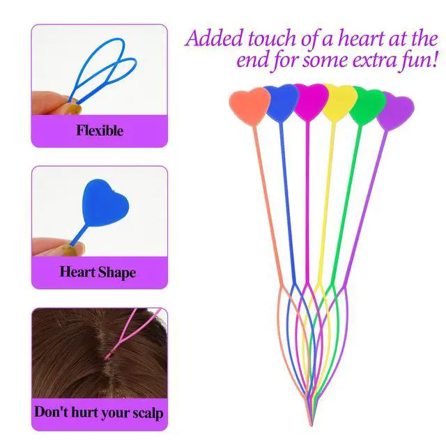 Alt view image 3 of 7 - COMNICO 12pcs Quick Beader for Hair Braids Loading Beads Braid Stringer Ponytail Maker Plastic Hair Tail Beading Tools Kit for Kids Girls (Colorful)