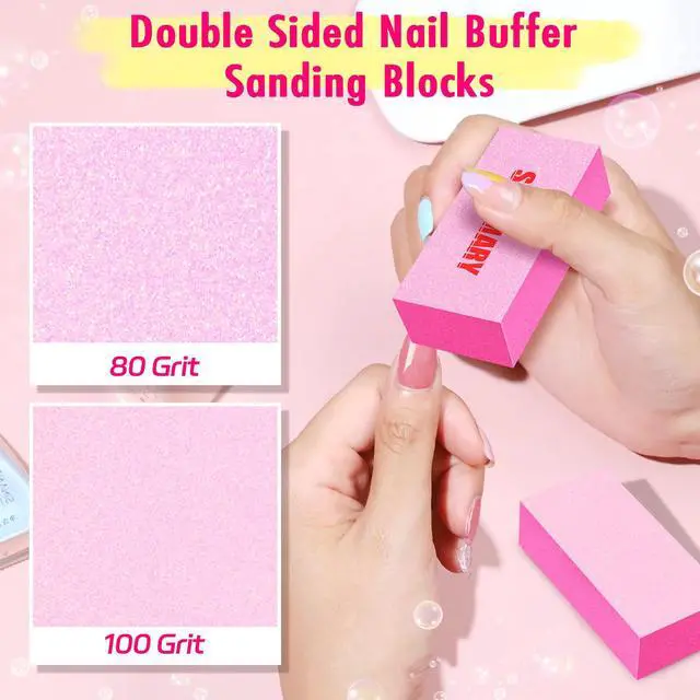 Alt view image 3 of 6 - SALVMARY 100/180 Grit Nail File and 80/100 Grit Nail Buffer Block Set 8 Pcs