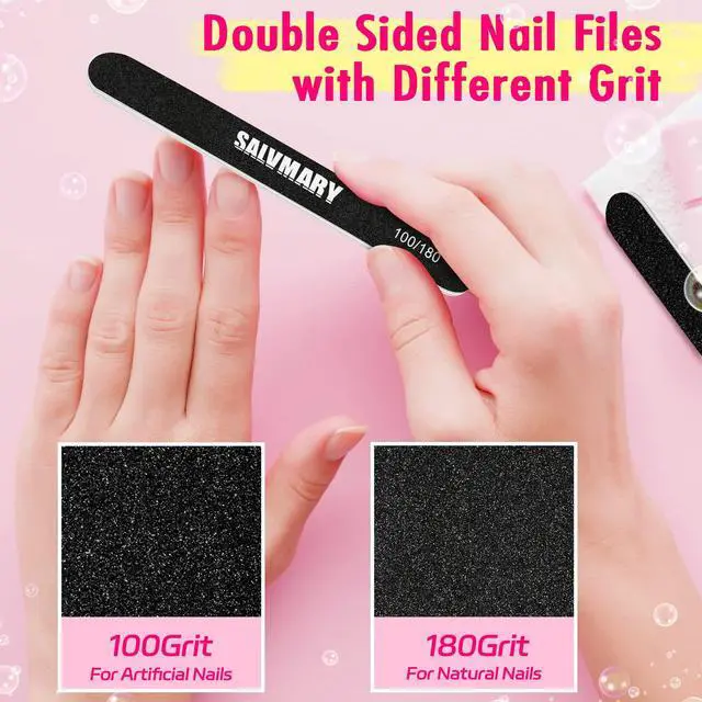 Alt view image 4 of 6 - SALVMARY 100/180 Grit Nail File and 80/100 Grit Nail Buffer Block Set 8 Pcs