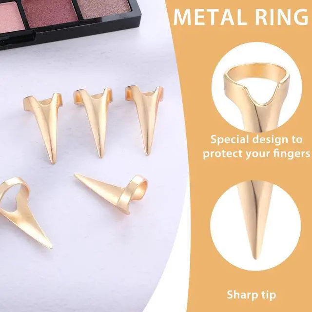 Alt view image 3 of 7 - 10 Pcs Metal Hair Parting Rings, pinky Selecting Tools, Finger Tool