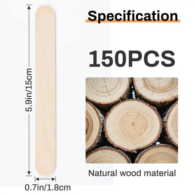 Alt view image 2 of 7 - Wax Sticks for Hair Removal - 150pcs Large Wooden Waxing Spatula,6"