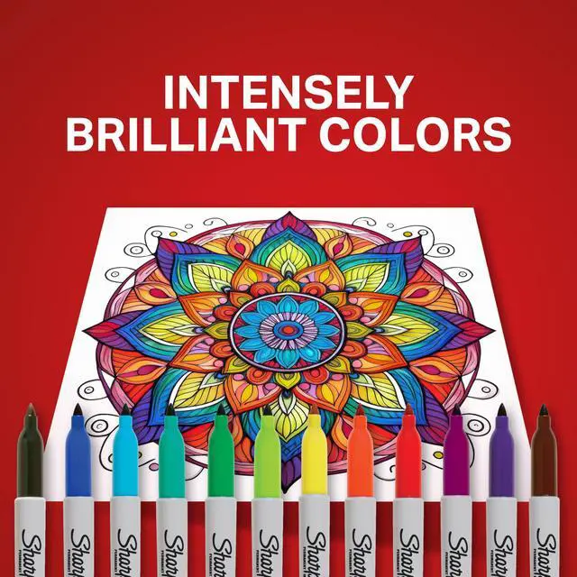 Alt view image 4 of 7 - Sharpie Permanent Markers, Fine Tip, 12 Count - Quick Drying, Fade Resistant, Arts & Crafts, Desk, Office Supplies