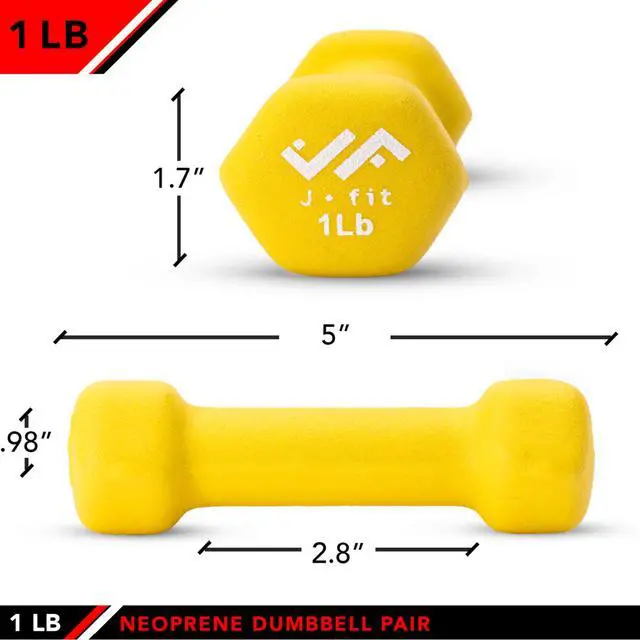 Alt view image 4 of 6 - JFIT Neoprene & Vinyl Coated Dumbbell Pairs or Sets for Home Gym, Strength Training, Aerobics, Cardio, Fitness