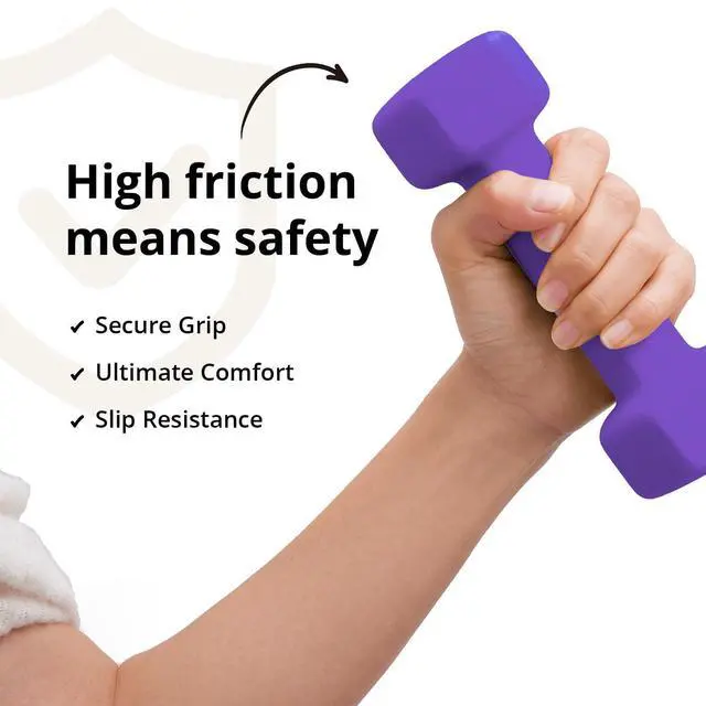 Alt view image 2 of 7 - Portzon Neoprene Coated Dumbbells (Single) 1LB-3LB, Anti-Roll Anti-Slip Hexagonal Home Fitness Equipment for Shoulder, Neck, Hand Training for Seniors Over 55