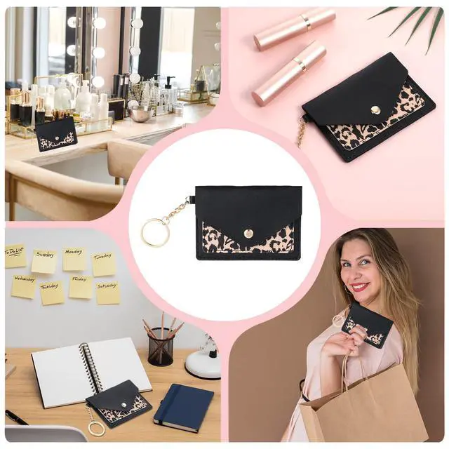 Alt view image 7 of 7 - 1 Pack Birth Control Pill Case Sleeve Packet 4.3 X 3 Inch PU Leather Wallet Pill Holder Privacy Protection Birth Control Pill Wallet with Key Ring for Pill Card Organizer, Black