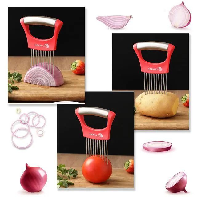 Alt view image 4 of 7 - 2 Pack Onion Holder for Slicing, Tomato Slicer Tool for Easy Cutting
