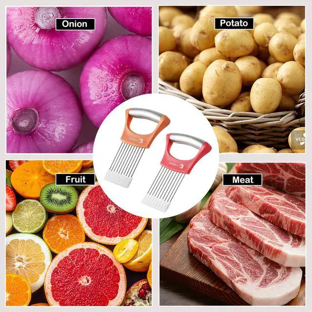 Alt view image 5 of 7 - 2 Pack Onion Holder for Slicing, Tomato Slicer Tool for Easy Cutting