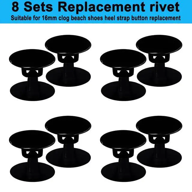 Alt view image 4 of 7 - 8 Sets Replacement Rivets for Beach Shoe Replacement Button Replacement Parts Compatible for Clog Beach Shoe Strap Repair (Black)