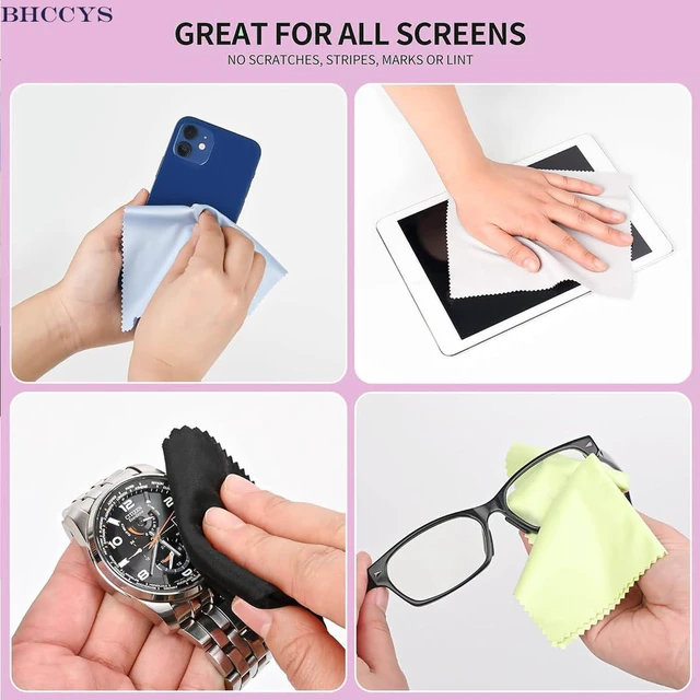 Alt view image 4 of 7 - Glasses Cleaning Cloths(12 pcs),Microfiber Eyeglass Cleaner Cloth, Lens Wipes Cloth for Cleaning Eyeglasses, Cell Phones, Screens, Lenses, Electronics and All Delicate Surface