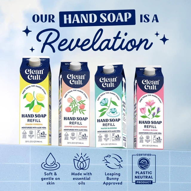 Alt view image 4 of 6 - Cleancult Liquid Hand Soap Refill - Juniper Sandalwood - Gentle On Sensitive Skin - Made with Aloe Vera & Essential Oils - Eco Friendly - Paper-Based Packaging - 32 oz/1 Pack