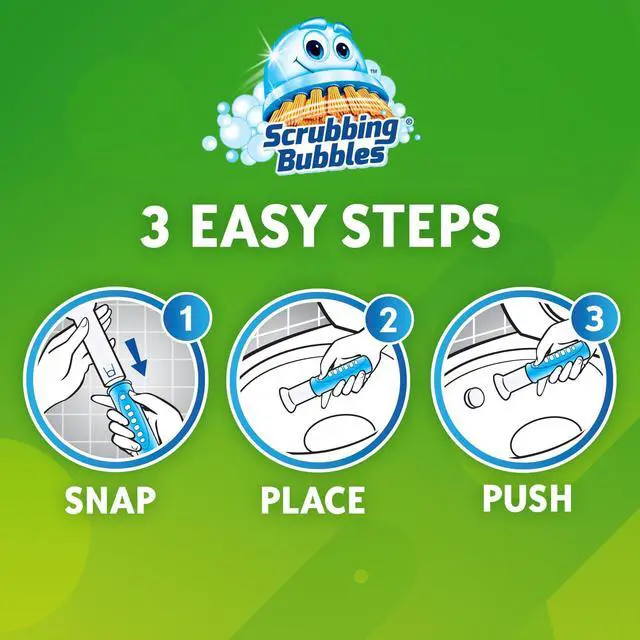 Alt view image 5 of 6 - Scrubbing Bubbles Fresh Gel Toilet Bowl Cleaning Stamps, Helps Keep Toilet Clean and Helps Prevent Limescale & Rings, Berry Burst Scent, 1 Dispenser with 6 Fresh Gel Stamps