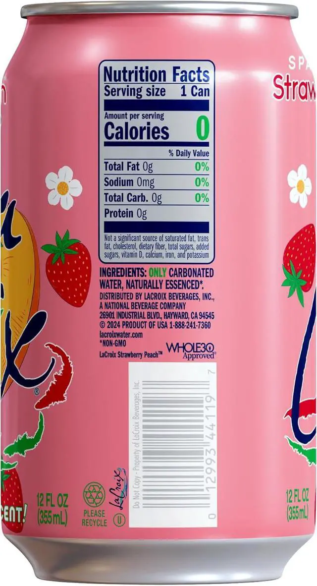 Alt view image 3 of 6 - La Croix Sparkling Water, Strawberry Peach, 12 Fl Oz (Pack of 8)