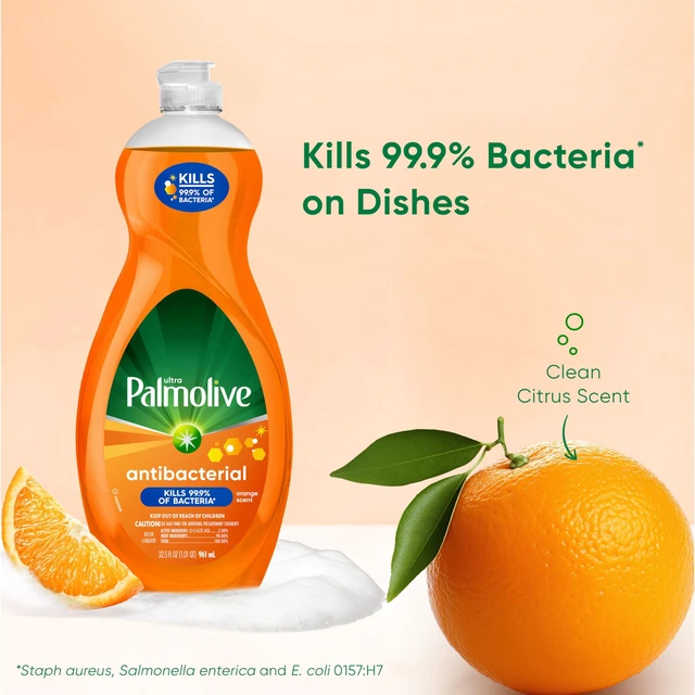 Alt view image 7 of 7 - Palmolive Ultra Concentrated Antibacterial Liquid Dish Soap, Orange Scent, 32.5 Fluid Ounce