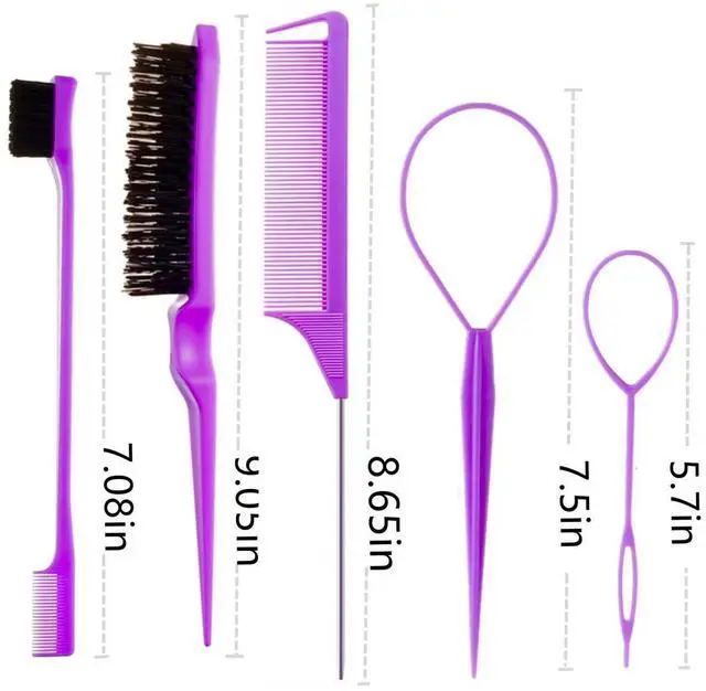Alt view image 4 of 7 - ZVOREI 8PS Comb Hair Brushes Set, Purple