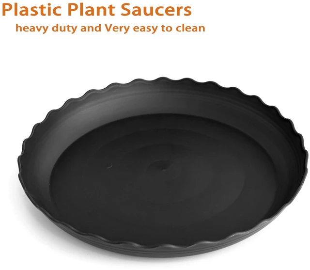 Alt view image 6 of 7 - 6 Pack Plant Saucer, 6 inch Plant Trays for Pots, Heavy Duty Plant Saucers for Indoors no Holes, Plastic Plant Saucer for Planter (6", Black)