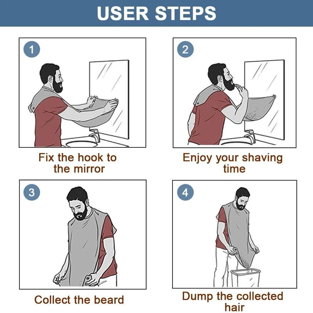Alt view image 2 of 6 - Beard Bib,Beard Apron,Beard Catcher for Men Shaving and Trimming,Non-Stick Beard Cape Grooming Cloth
