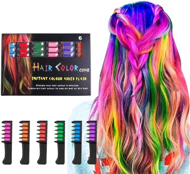 Main image of Hair Chalk Comb LAWOHO 6 Colors Temporary Hair Dye Marker Gifts for Girls Kids Adults for Halloween Christmas Birthday Party, Cosplay