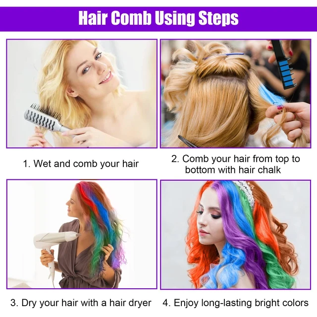 Alt view image 3 of 6 - Hair Chalk Comb LAWOHO 6 Colors Temporary Hair Dye Marker Gifts for Girls Kids Adults for Halloween Christmas Birthday Party, Cosplay