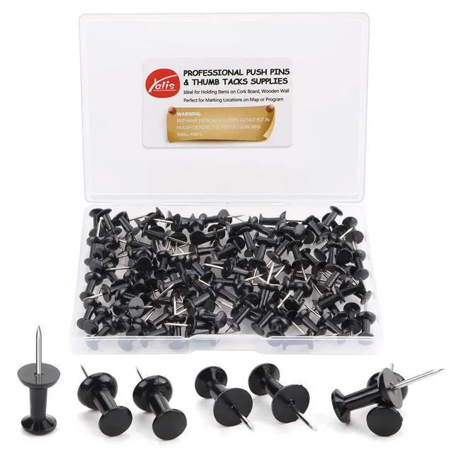 Alt view image 8 of 14 - Push Pins 100-count Black Thumb Tacks Standard Dark Pushpins Steel Point and Plastic Head