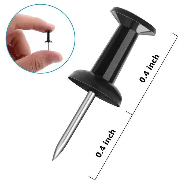 Alt view image 10 of 14 - Push Pins 100-count Black Thumb Tacks Standard Dark Pushpins Steel Point and Plastic Head