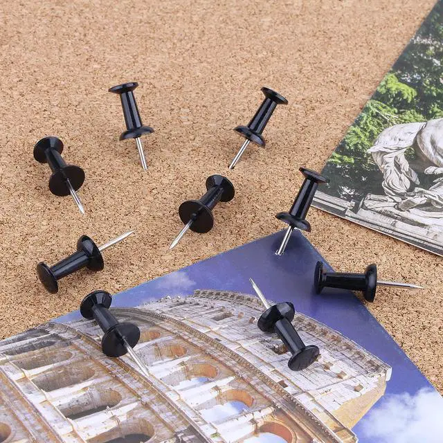 Alt view image 11 of 14 - Push Pins 100-count Black Thumb Tacks Standard Dark Pushpins Steel Point and Plastic Head