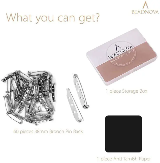 Alt view image 10 of 12 - BEADNOVA Brooch Pin Back 60pcs Bar Pin Back 1.5 Inch Clasp Pinback Brooch Backings for Crafts Badge Name Tag DIY Jewelry Making and Craft (60 Pcs, Silver Color)