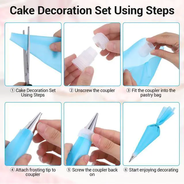 Alt view image 11 of 14 - 9 Pcs Reusable Piping Bags and Tips Set, Stainless Steel Ruffle Large Piping Tips with Pastry Bag Cake Decorating Tips for Cupcakes Cookies Cake Decoration Tools