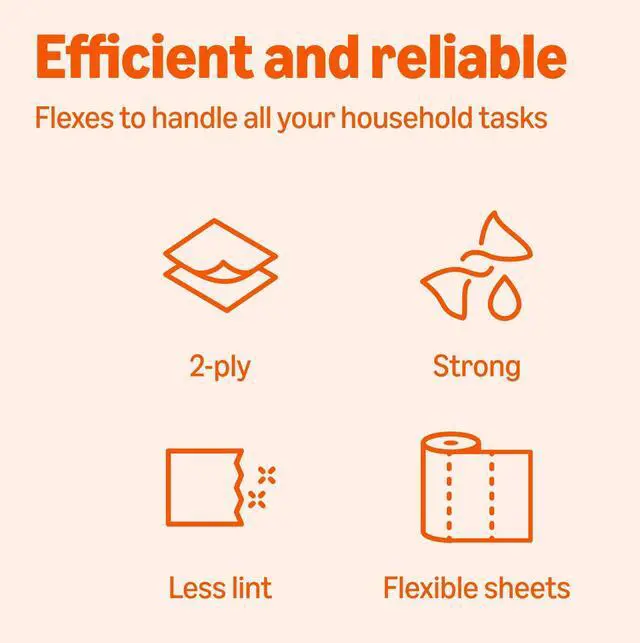 Alt view image 5 of 7 - Amazon Basics 2-Ply Flex-Sheets Paper Towels, 2-Pack, 150 Sheets per Roll, 2 Basics Rolls = 6 Regular Rolls, for Everyday Use, Spills and Messes