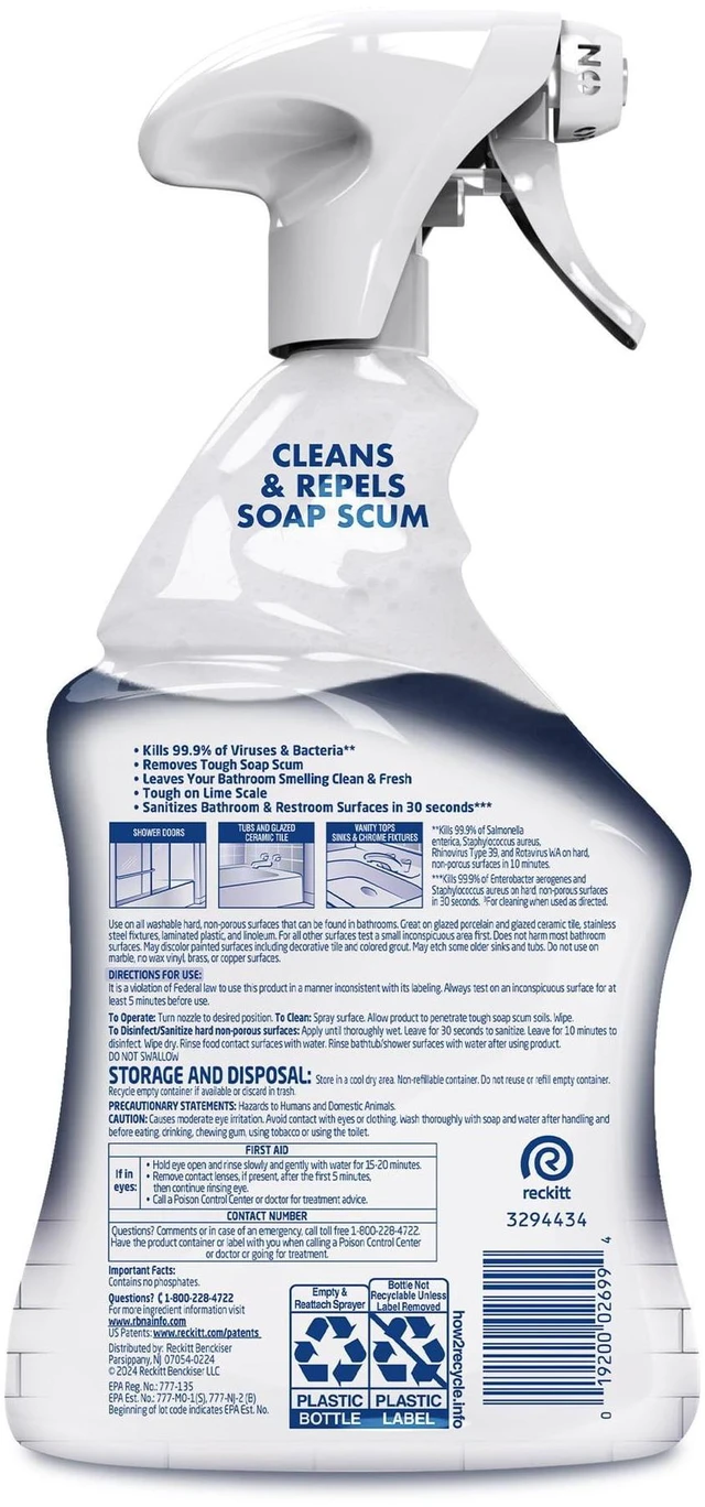 Alt view image 7 of 7 - Lysol Power Foaming Bathroom Cleaner, Multipurpose Cleaner & Disinfectant Spray, Household Cleaning Supplies, for Bathtub, Tile, Sink & Shower, Zero Bleach, 32 fl oz
