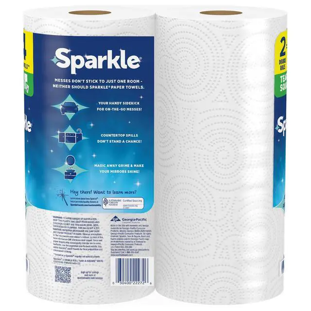 Alt view image 7 of 7 - Sparkle Tear-A-Square Paper Towels, 2 Double Rolls, 110 Sheets per Roll